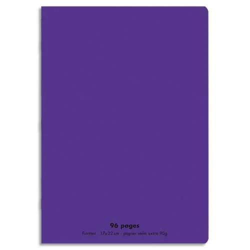 CONQUERANTC Cahier piqûre 17x22cm 96 pages 90g séyès grands carreaux. Couverture polypropylène violet photo du produit image1 L