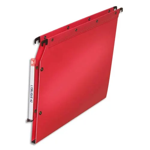 OBLIQUE AZ Paquet de 10 dossiers suspendus ARMOIRE en polypro opaque. Fond 15, bouton-pression. Rouge photo du produit image1 L