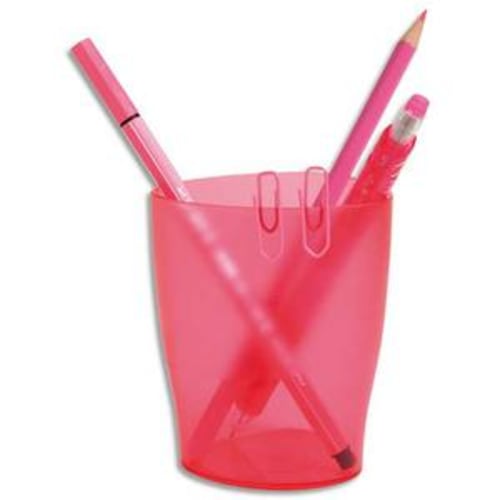 Pot à crayons ECO rose translucide