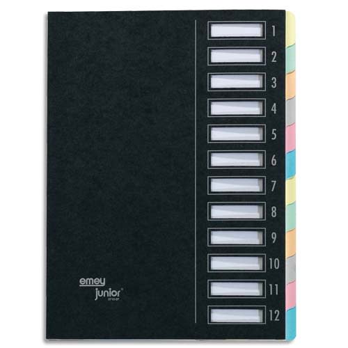 EMEY Trieur EMEY JUNIOR en carte avec système clip, 12 compartiments. Coloris noir.