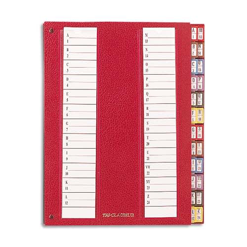 EMEY Trieur alpha-numérique 24 compartiments bordeaux, couverture rigide plastifiée, onglets métalliques
