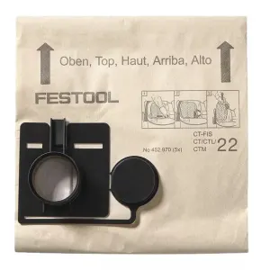 Verpakking van 5 filterzakken voor CTL/CTM 22 E stofzuigers - Festool productfoto