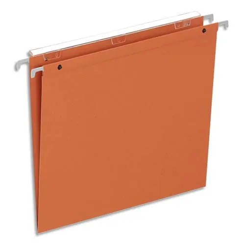 NEUTRE Boîte de 25 dossiers suspendus TIROIR, kraft 220g. Fond V, volet agrafage+pression. Coloris Orange photo du produit image1 L