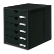 HAN Systembox archiefmodule, 5 laden, in polystyreen, zwart. Afmetingen L27,5 x H32 x D33 cm. productfoto image1 S