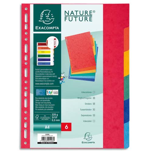 EXACOMPTA Jeu d’intercalaires 6 positions en carte lustrée 3/10e format A4 225g