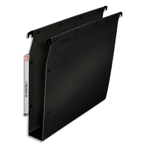 OBLIQUE AZ Paquet de 10 dossiers suspendus ARMOIRE en polypro opaque. Fond 50, bouton-pression. Noir photo du produit image1 L