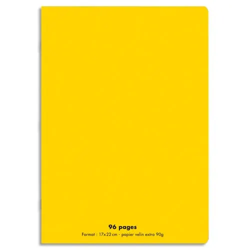 CONQUERANTC Cahier piqûre 17x22cm 96 pages 90g séyès grands carreaux. Couverture polypropylène jaune photo du produit image1 L