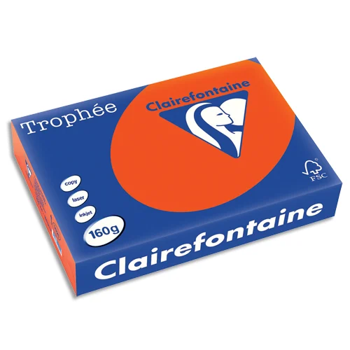 CLAIREFONTAINE Ramette de 250 feuilles papier couleur TROPHEE 160 grammes format A4 rouge cardinal 1021 photo du produit image1 L