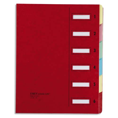 EMEY Trieur EMEY JUNIOR en carte avec système clip, 6 compartiments. Coloris rouge.