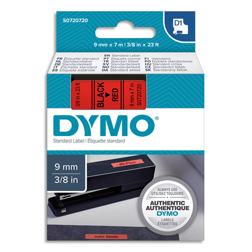 DYMO Ruban D1 noir/rouge 9MMX7M pour 1000/1000+/2000/3500/4500/5000/5508