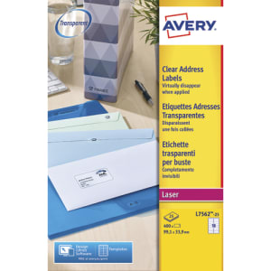 AVERY Etui met 400 onzichtbare laserlabels 99.1X33.9 L7562-25 productfoto