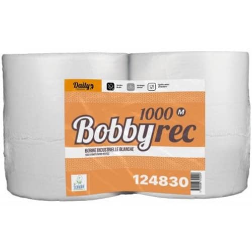 Lot de 2 Bobines d'Essuyage Blanc en Ouate de Cellulose