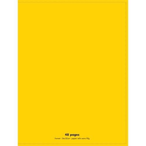 CONQUERANTC Cahier piqûre 24x32cm 48 pages 90g séyès grands carreaux. Couverture polypropylène jaune