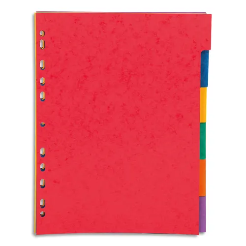 PERGAMY Jeu 6 intercalaires neutres 6 touches carte lustrée 225g. Format A4. Coloris assortis vif photo du produit image1 L