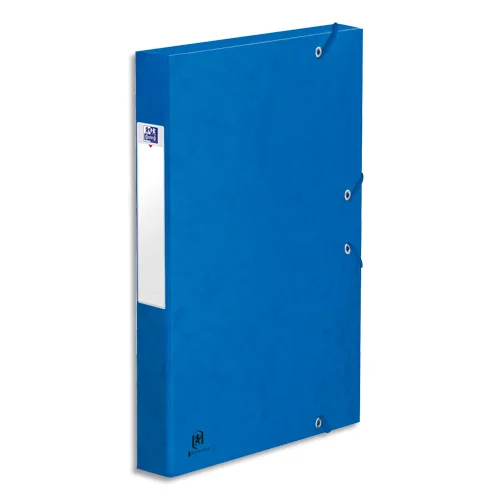 ELBA Boîte de classement BOSTON à élastiques en carte lustrée 7/10e, 600g. Dos 3,5 cm. Coloris bleu photo du produit image1 L
