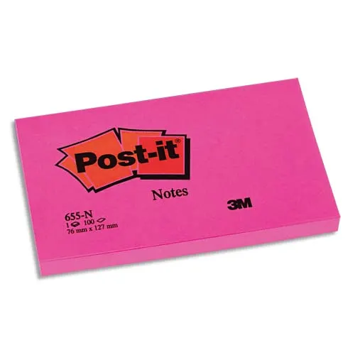 POST-IT Verplaatsbaar neonblok van 100 vellen 76 x 127 mm roze 655NP productfoto image1 L