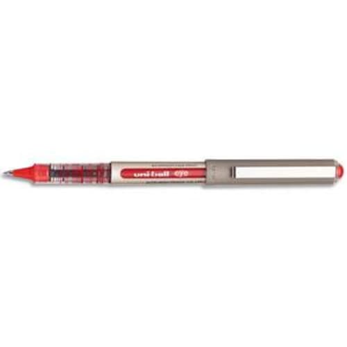 Stylo roller pointe métal fine encre liquide rouge