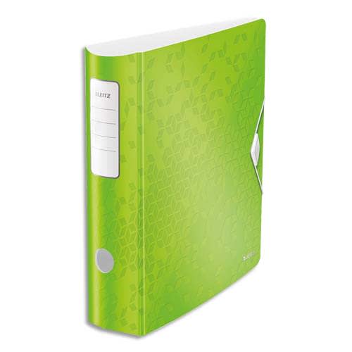 LEITZ Hefboomvijl WOW 180° in polypropyleen. Achterkant 75mm. Elastische sluiting. Groene kleur. productfoto image1 L