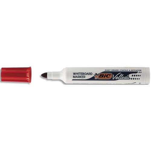 BIC Marqueur effaçable à sec pour tableaux blancs pointe ogive encre cétone rouge VELLEDA 1711