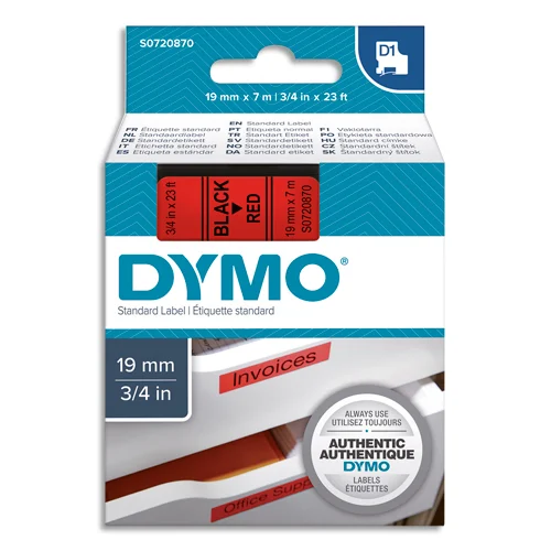DYMO Ruban D1 noir/rouge 19MMX7M pour 1000/1000+/2000/3500/4500/5000/5528 photo du produit image1 L