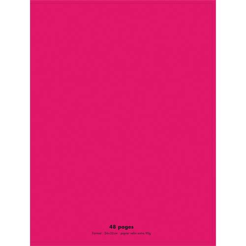 NEUTRE Cahier piqûre 24x32 48 pages grands carreaux 90g. Couverture polypro rose