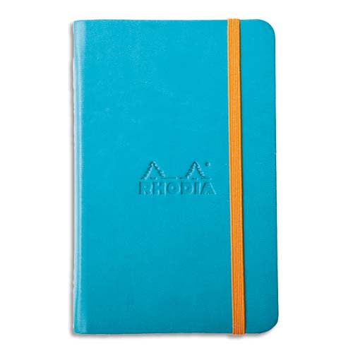 RHODIA Carnet RHODIArama 9x14cm 192 pages lignées. Couverture rembordée turquoise