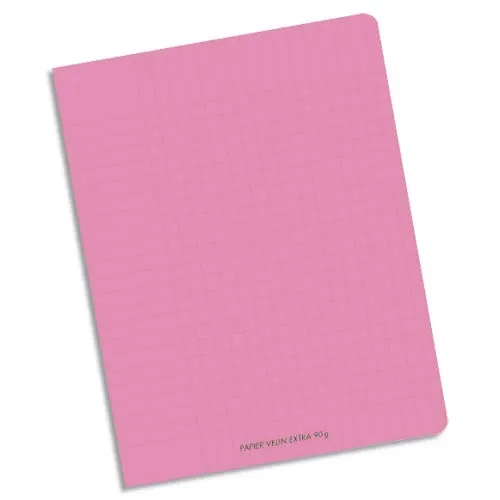 CONQUERANTC Cahier piqûre 17x22cm 96 pages 90g séyès grands carreaux. Couverture polypropylène rose photo du produit image1 L