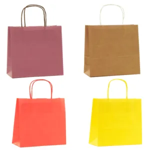 Sac kraft couleur à poignées torsadées photo du produit