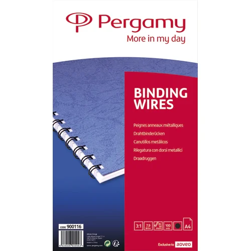 PERGAMY Boîte de 100 peignes anneaux métalliques, 34 boucles 7.9mm Noir 900116 photo du produit image1 L