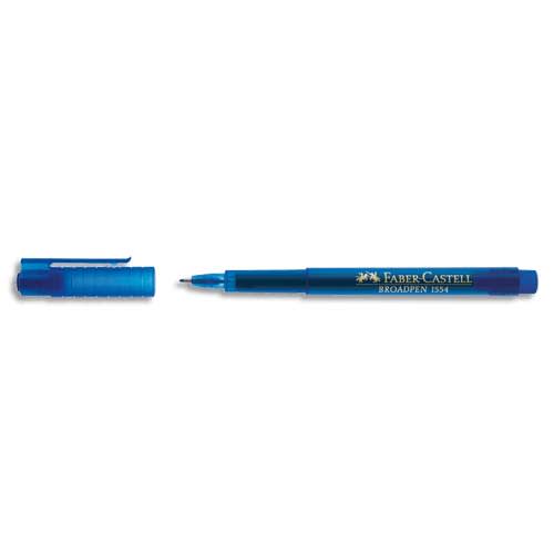 FABER CASTELL Stylo feutre pointe large 0,8 mm, corps transparent, encre bleue indélébile