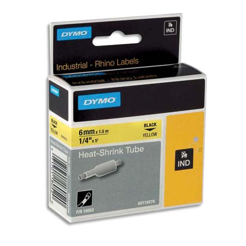 DYMO Gaine thermo-retractable Rhino 9 mm HST noir sur blanc 18053