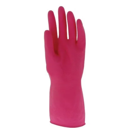 Huishoudelijke latex handschoen 30cm Gevlokt katoen Roze productfoto image1 L