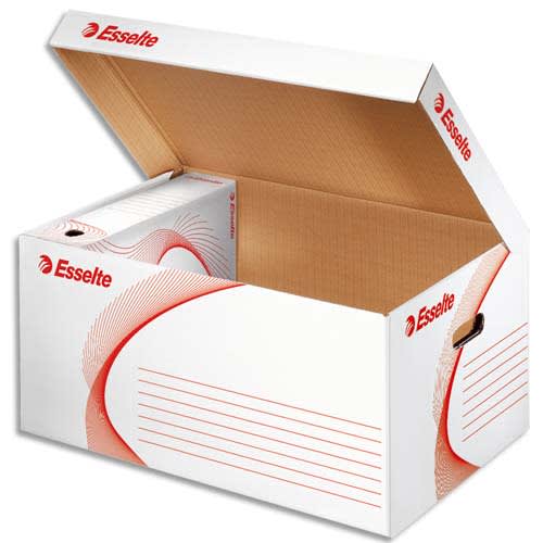ESSELTE Conteneur à archives ouverture sur le dessus, en carton ondulé kraft blanc