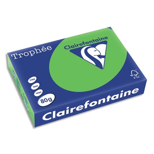 CLAIREFONTAINE Ramette de 500 feuilles papier couleur TROPHEE 80 grammes format A4 vert menthe 1875