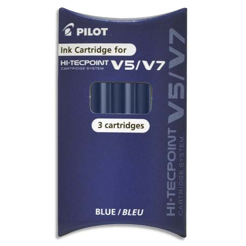 PILOT Pochette de 3 recharges pour V5/V7 BEGREEN encre bleue