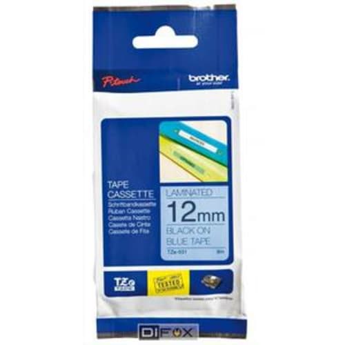 Lint voor PTOUCH gelamineerd zwart/blauw 12mmx8m productfoto image1 L