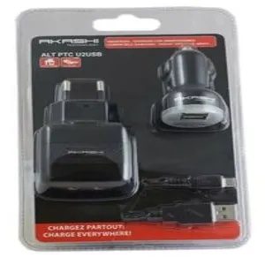 Kit chargeur 2 USB + chargeur allume cigare 2 USB 2A AKASHI photo du produit