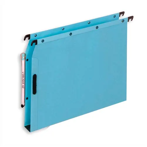 OBLIQUE AZ Boîte de 25 dossiers suspendus ARMOIRE en kraft 240g. Fond 30, Velcro. Bleu photo du produit image1 L