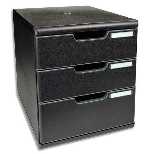 EXACOMPTA Archiefmodule met 3 laden A4+ formaat Afmetingen L28,8 x H32 x D35 cm ECOBlack zwart productfoto image1 L