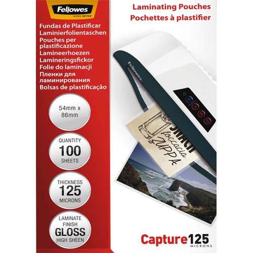 FELLOWES Pack de 100 pochettes Imagelast 125 microns 54x86mm 5306302