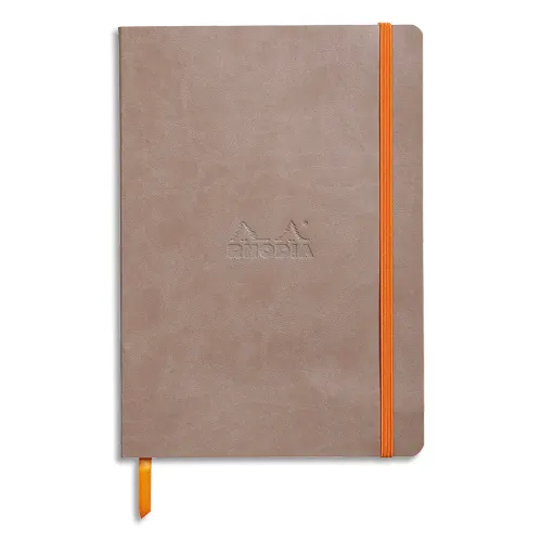 RHODIA Rhodiarama notitieboek 14,8x21 160 gelinieerde pagina's. Taupe grijze kunstleren hoes productfoto image1 L