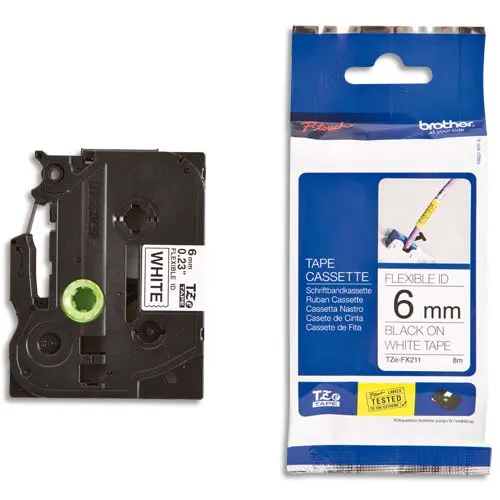 BROTHER Ruban pour PTOUCH flexible laminé noir/blanc 6mmx8m TZEFX211 photo du produit image1 L