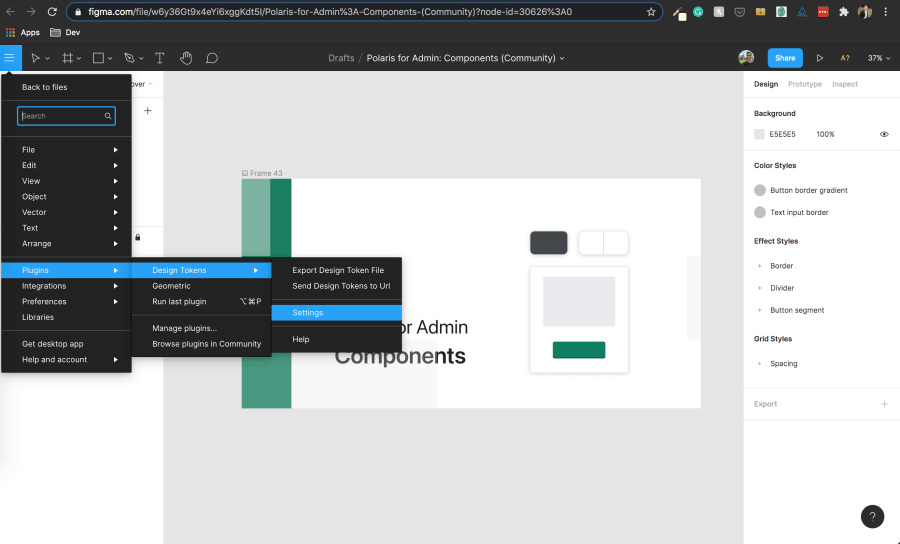 exporting design tokens from Figma with Style Dictionary