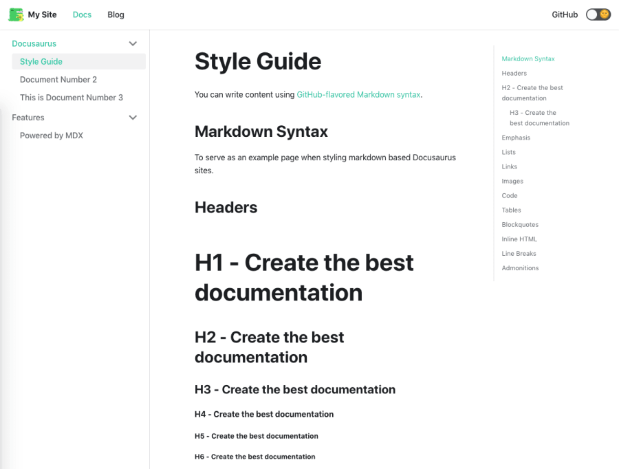 documenting design tokens with docusaurus