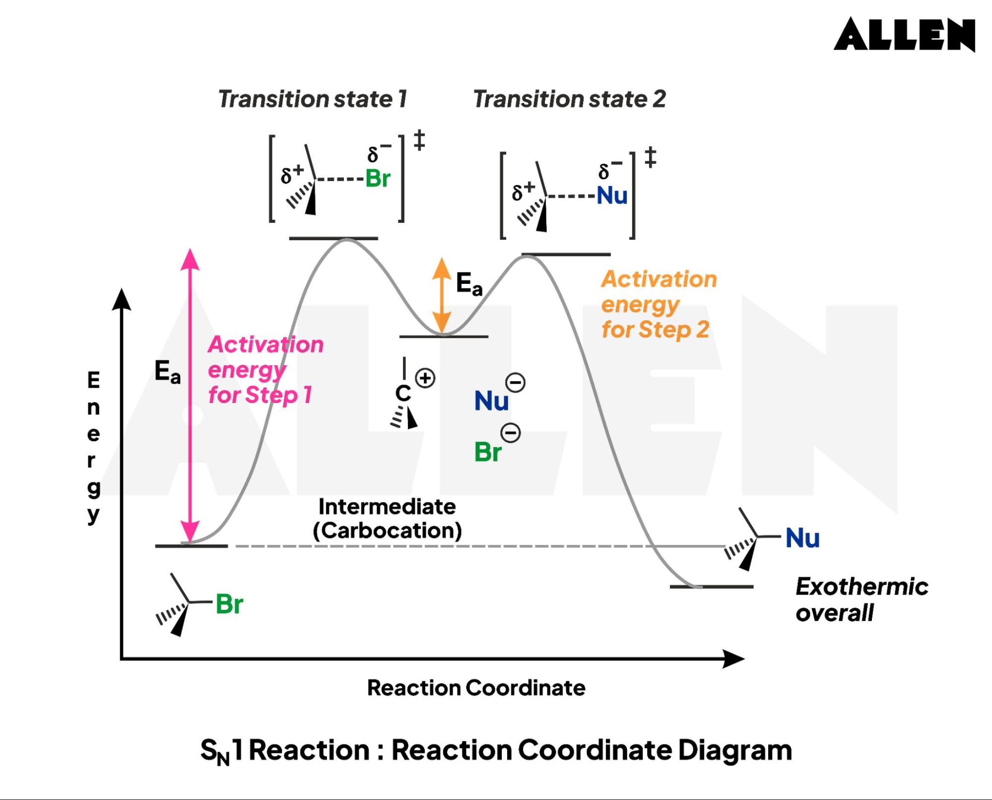 SN1 reaction coordinate diagram