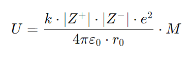 QEquation for lattice energy with madelung constant