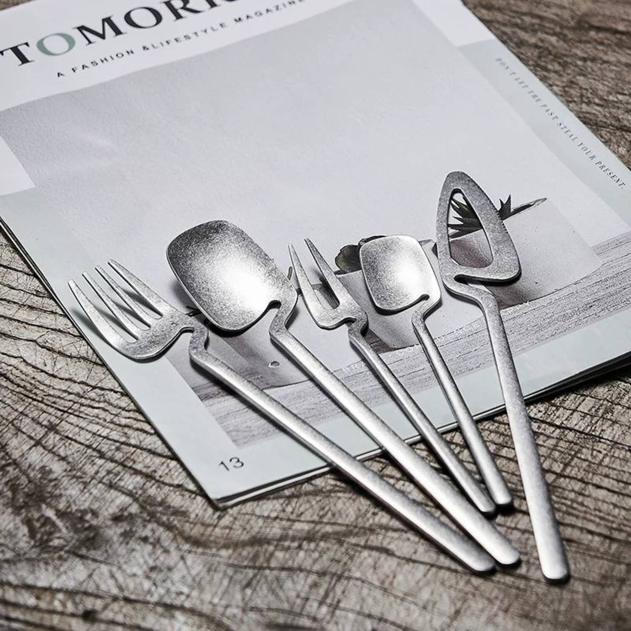 Ретро столовые приборы из 304 стали, матовые, набор