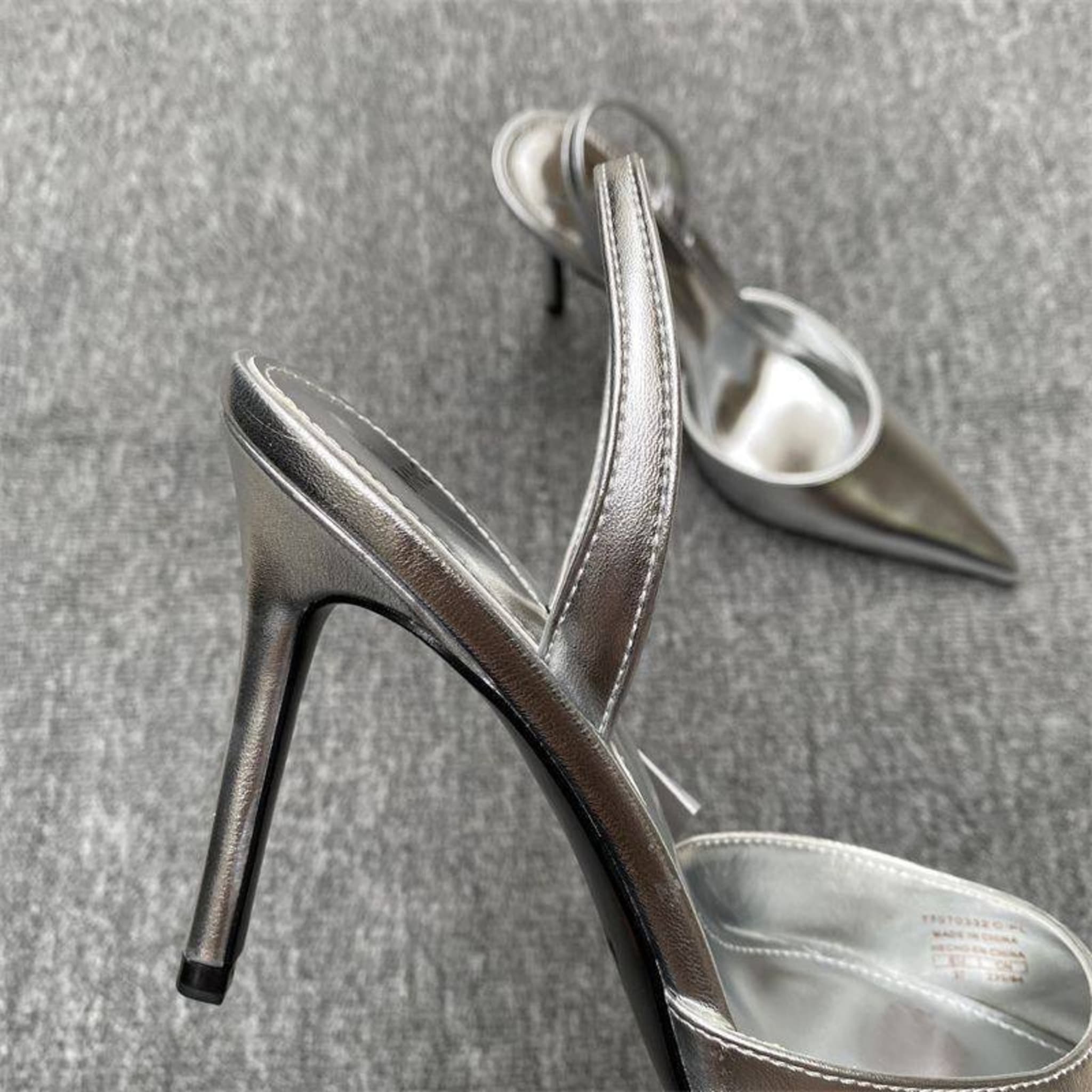 Женские туфли Mango на высоком каблуке, серебристые