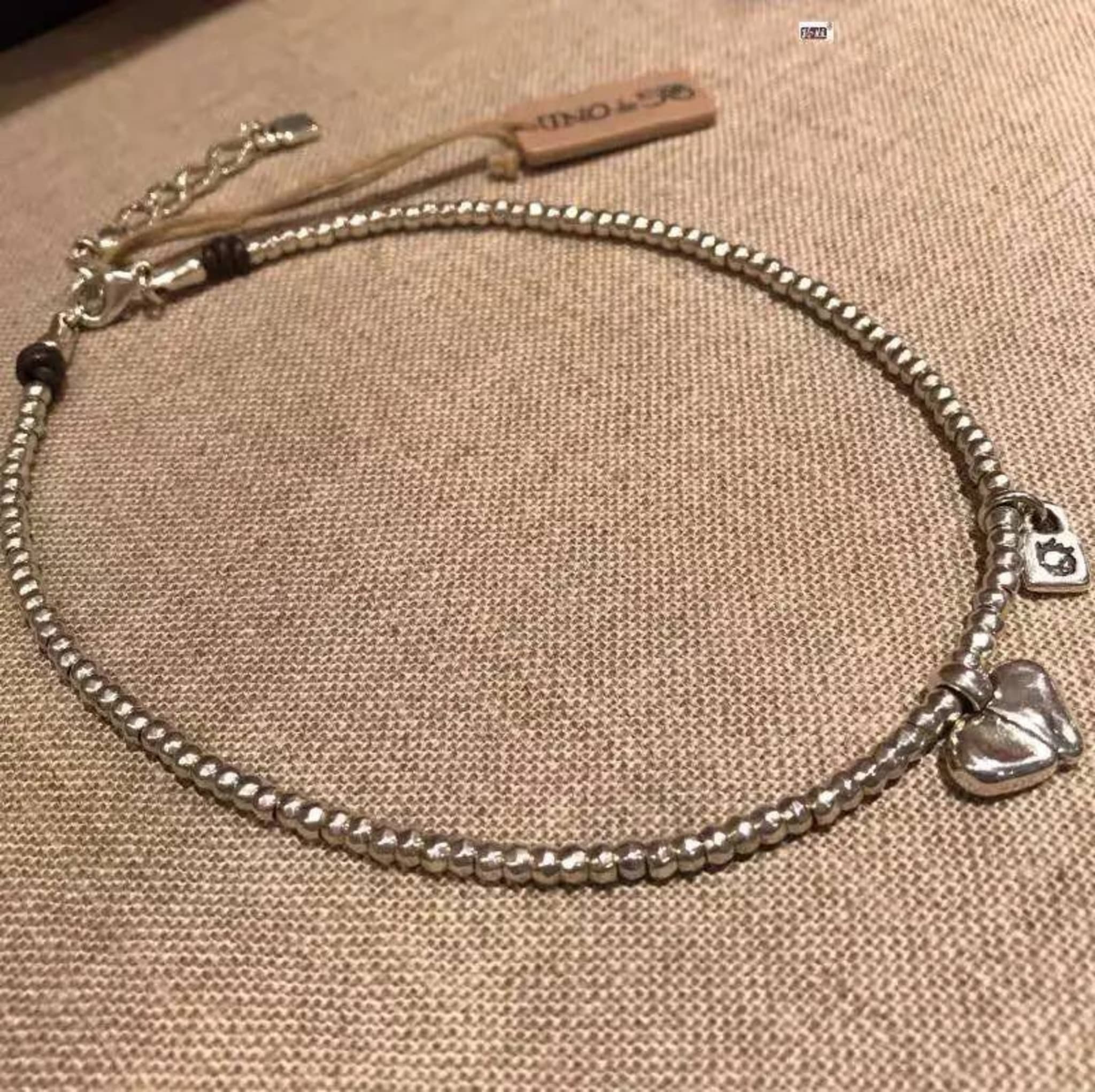 Серебряная цепочка UNO с сердечком, ручная работа