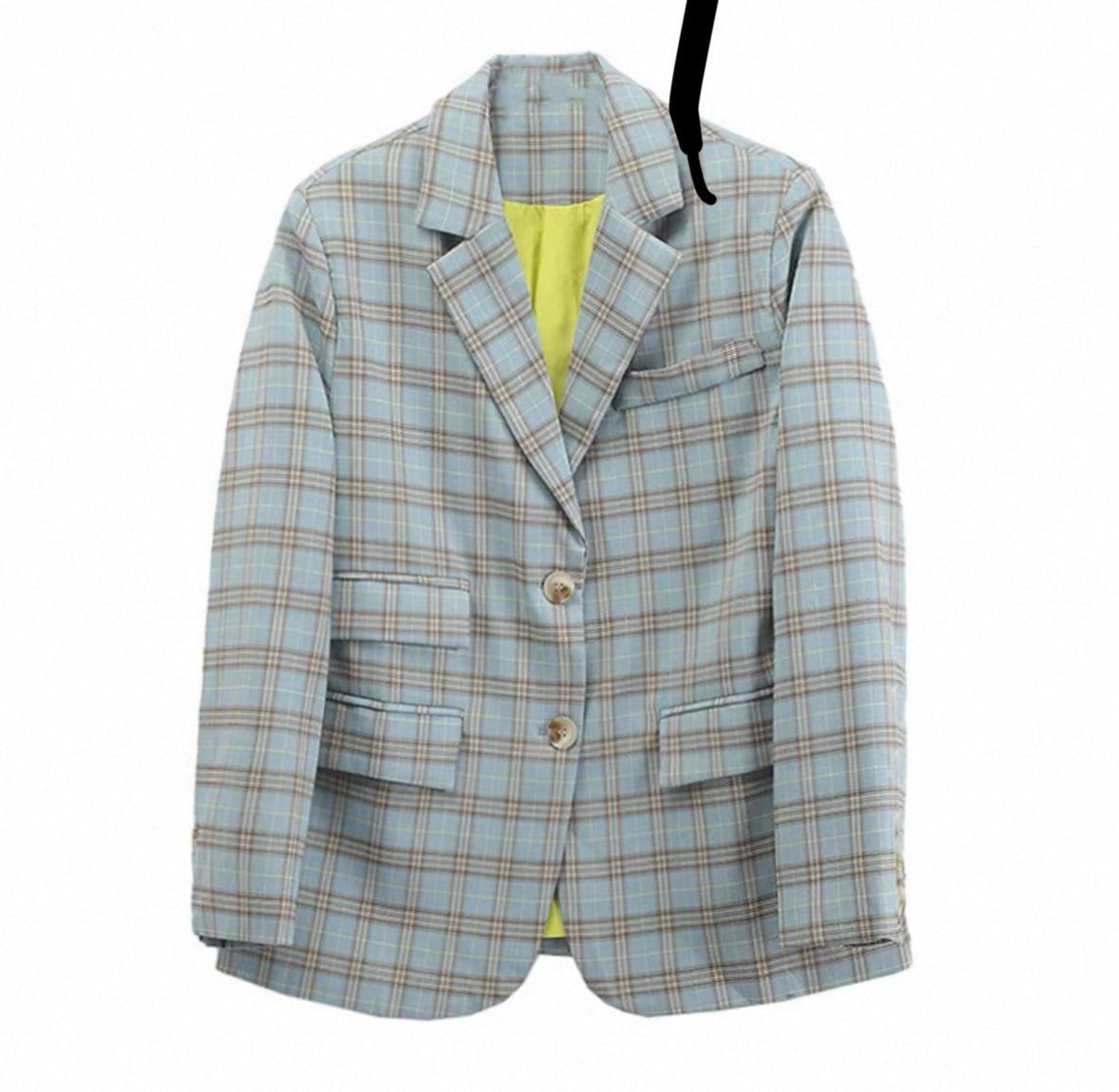 Женский пиджак в клетку, двубортный, оверсайз